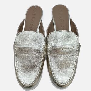 Aerosoles Sally vegan leather metallic gold penny loafer mules slip on shoes 8